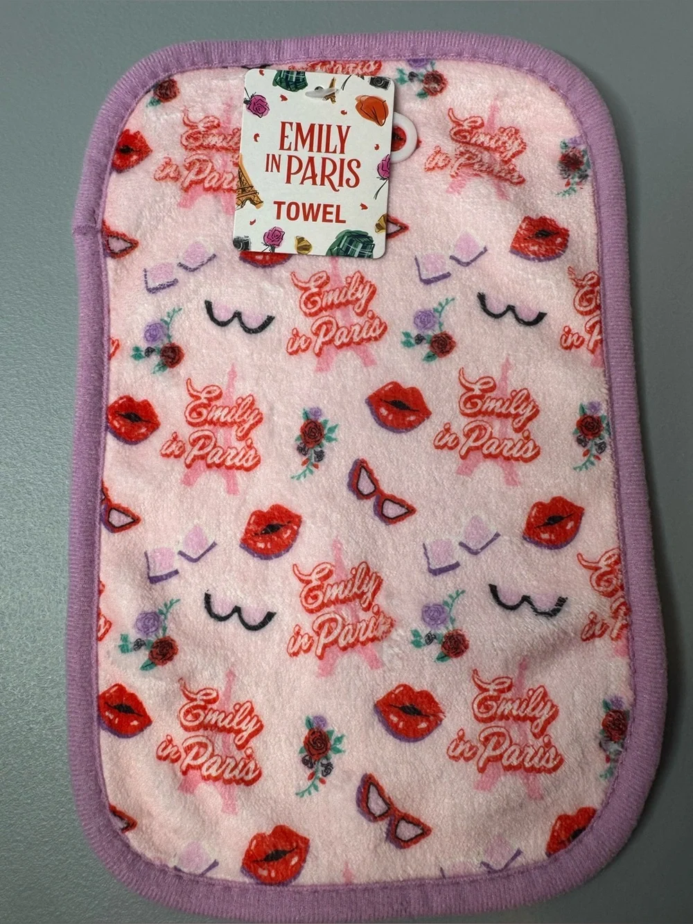 Emily in Paris Pink Plush makeup remover Face Towel soft tv show girly microfibe